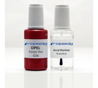 dropedo Lackstift Set passend für Opel GD6 Power Rot 20ml + Klarlack 20ml | Wasserbasislack wie vom Lackierer, nach Original-Farbcode gemischt, Pinsel im Deckel, für Steinschlag und Kratzer