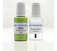 dropedo Lackstift Set passend für Opel GGI Mamba Green 20ml + Klarlack 20ml | Wasserbasislack wie vom Lackierer, nach Original-Farbcode gemischt, Pinsel im Deckel, für Steinschlag und Kratzer