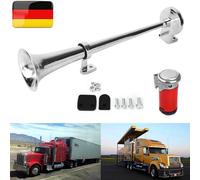 Druckluft Horn Fanfare Hupe Nebelhorn Chrom mit Kompressor 12V PKW LKW Bus