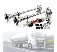 Druckluft Hupe 12v,Lkw Hupe,Air Horn 12v Doppelrohrhorn 150db,Silber Chrom Zink Trompete Mit Air Pump,Für Auto, Motorrad, Lkw & Boot - Nebelhorn/Lufthorn