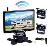 Dual Rückfahrkamera Kabellos Digital mit 7 Inch LCD Monitor Kit Nachtsicht Wasserdicht Rückseite Backup Auto-Kamera für Wohnmobil/Wohnwagen/LKW/Bus/Van(12-24 Volt)