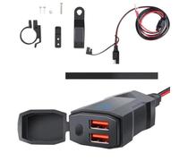 Dual USB Motorrad Ladegerät 12V-24V Robust(B) | für qc3.0 und PD Ports, 18W/30W für schnellladung, DC12V-24V Eingang, ABS Kunststoff, blaue LED Anzeige