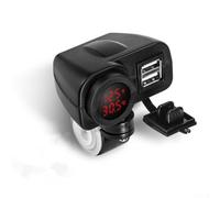 Dual USB Motorrad Ladegerät mit Digital Voltmeter Thermometer LED Anzeige Wasserdicht 12V-24V DC 5V 4.2A Ausgang für GPS Handys