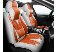 DZSQOSJB SitzbezüGe Auto Universelle Autositzbezüge Vollständig Abgedeckt Langlebiges Leder Für Limousine SUV 8-Farben-Set Abdeckung Vordersitze(White orange A)