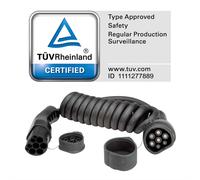 E-Auto Ladekabel Typ2, 3-phasig, 480VAC (3P+N+E), 16 A, 11 kW, Spiralkabel, 5 m