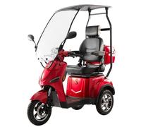 E-Mobil E-Nobilus mit Dach - 25 km/h, 1000W Motor, 60V/20Ah Lithium-Akku, 60 km Reichweite, 3 Räder, Regenschutz, Strassenzulassung, Elektromobil Seniorenmobil rot| elrofu