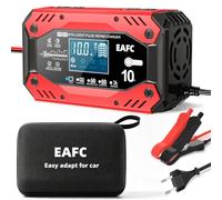 EAFC 10A Autobatterie ladegerät 12V/24V Smart Vollautomatisches Autobatterieladegerät mit Temperaturkompensation für zum Laden von Blei-Säure-Batterien von Rasenmähern, Autos, Motorrädern