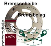 EBC Edelstahl Bremsscheibe vorne + Bremsbelag - Kawasaki KLE 500 + ABE Papier