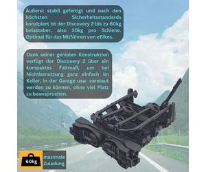 eBike Fahrradträger für Anhängerkupplung Fahrrad Heckträger Radträger - Discovery 2 - für 2 Fahrräder - 60kg Zuladung - am Fahrzeug klappbar -