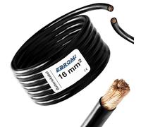EBROM - 2 Meter Batteriekabel - Massekabel - schwarz - 16mm2 | 16 mm² | 16 mm2 - Vollkupfer 99,9% OFC Kupfer Stromkabel - Ihre Länge: 2 Meter