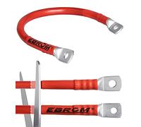 EBROM Batteriekabel, KFZ Kabel, 25 mm² rot, fertig konfektioniert + Schrumpfschlauch ab 30 cm bis 10 Meter, viele verfügbare Längen + Ringösen/Kabelschuhe M6/M8/M10/M12 kombinierbar 25mm2 (25 mm2) ROT