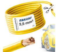 EBROM FahrzeugLeitung KFZ Leitung -gelb- Querschnitt 2,5 mm² - Meterware | flexibel 90 ± 5 Shore - 99,99% Kupfer, Mantel Spezial PVC FLRy - Fahrzeugkabel KFZ Kabel Litze in 2,5 mm2