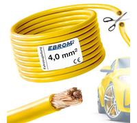 EBROM FahrzeugLeitung KFZ Leitung -gelb- Querschnitt 4 mm² - Meterware | flexibel 90 ± 5 Shore - 99,99% Kupfer, Mantel Spezial PVC FLRy - Fahrzeugkabel KFZ Kabel Litze in 4 mm2