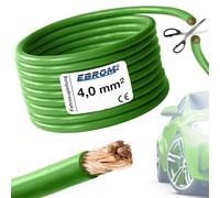 EBROM FahrzeugLeitung KFZ Leitung -grün- Querschnitt 4 mm² - Meterware | flexibel 90 ± 5 Shore - 99,99% Kupfer, Mantel Spezial PVC FLRy - Fahrzeugkabel KFZ Kabel Litze in 4 mm2