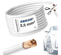 EBROM FahrzeugLeitung KFZ Leitung -weiß- Querschnitt 2,5 mm² - Meterware | flexibel 90 ± 5 Shore - 99,99% Kupfer, Mantel Spezial PVC FLRy - Fahrzeugkabel KFZ Kabel Litze in 2,5 mm2