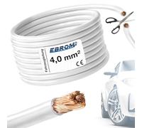 EBROM FahrzeugLeitung KFZ Leitung -weiß- Querschnitt 4 mm² - Meterware | flexibel 90 ± 5 Shore - 99,99% Kupfer, Mantel Spezial PVC FLRy - Fahrzeugkabel KFZ Kabel Litze in 4 mm2