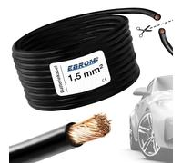 EBROM FLRY 1,5 mm2 Fahrzeugleitung KFZ Batteriekabel - SCHWARZ - Meterware | 1,5 mm² Massekabel - flexibel 90 ± 5 Shore - 99,99% Kupfer - Mantel Spezial PVC - FLY FLRy - Temperatur bis 105 Grad Celsius