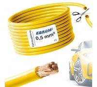 EBROM FLRY Fahrzeugleitung - KFZ Leitung - FARBE: gelb - Querschnitt 0,5 mm² - Meterware - flexibel 90 ± 5 Shore - 99,99% Kupfer, Mantel Spezial PVC FLRy - Fahrzeugkabel Kabel Litze 0,5mm2