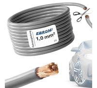 EBROM FLRY Fahrzeugleitung - KFZ Leitung - FARBE: grau - Querschnitt 1,0 mm² - Meterware - flexibel 90 ± 5 Shore - 99,99% Kupfer, Mantel Spezial PVC FLRy - Fahrzeugkabel Kabel Litze 1mm2