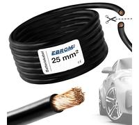 EBROM FLY 25 mm2 Fahrzeugleitung KFZ Batteriekabel - SCHWARZ - Meterware | 25 mm² Massekabel - flexibel 90 ± 5 Shore - 99,99% Kupfer - Mantel Spezial PVC - FLY- Temperatur bis 105 Grad Celsius