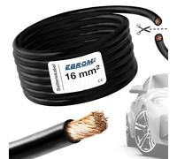 EBROM FLY Fahrzeugleitung SCHWARZ KFZ Leitung Batteriekabel - Querschnitt 16 mm² - Meterware - flexibel 90 ± 5 Shore, 100% Kupfer, Mantel Spezial PVC FLY FLRy - Starterkabel, Fahrzeugkabel in 16mm2
