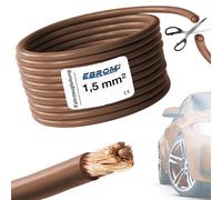 EBROM FLY/FLRY Fahrzeugleitung - KFZ Leitung - Batteriekabel BRAUN - Querschnitt 1,5 mm² - Meterware - flexibel 90 ± 5 Shore - 99,99% Kupfer, Mantel Spezial PVC FLY FLRy - Fahrzeugkabel in 1,5mm2