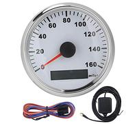 EBTOOLS GPS Tachometer Motorrad wasserdicht, 85 mm Universal GPS Tacho wasserdicht 316L Frontabdeckung 0-160MPH für PKW LKW ATV US Stock(Silberrahmen auf Weiß)