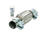ECD Germany Universal Flexrohr - 45 x 150 mm - mit 2 Schellen - aus Edelstahl - Interlock - Montage ohne Schweißen + Auspuff-Montagepaste 60g - Flexibles Rohr - Flexstück Wellrohr Auspuff Abgasanlage