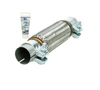 ECD Germany Universal Flexrohr - 45 x 200 mm - mit 2 Schellen - aus Edelstahl - Interlock - Montage ohne Schweißen + Auspuff-Montagepaste 60g - Flexibles Rohr - Flexstück Wellrohr Hosenrohr Auspuff
