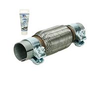 ECD Germany Universal Flexrohr - 50 x 150 mm - mit 2 Schellen - aus Edelstahl - Interlock - Montage ohne Schweißen + Auspuff-Montagepaste 60g - Flexibles Rohr - Flexstück Wellrohr Hosenrohr Auspuff