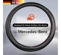 ECHTES LEDER Lenkradbezug Autozubehör passend Mercedes Benz 35,5-36cm Schwarz-S