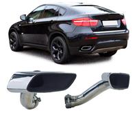 Eckige Auspuff Endrohre M50 Look Edelstahl für BMW X6 30d 40d E71 2008-2014