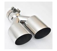 Edelstahl Auto Universal Schrägmund Schalldämpfer Endrohr Düse Endspitze Ein Punkt Zwei Doppelrohr Dekoratives Rohr Auspuffblende Auto(54MM IN- 101MM OUT)