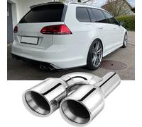 Edelstahl Doppelrohr Auspuffblende Endrohr Auspuff Blende für VW GOLF 7 VII MK7