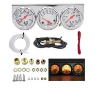 EffiFish 52 mm Dreifach-Messgerät-Set für Öldruck, Wassertemperatur, Volt, Chrom, Armaturenbrett-Monitor-Set für 12 V Autos