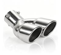 EFUTURETIME Auspuffblende Doppelrohr Universell Edelstahl 63 mm AD, schräg-geschnittene und gebogene Auspuffblenden Verstellbar für 35-58 mm Rohre (Silber)