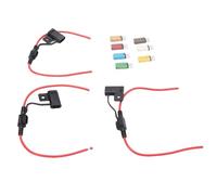 EIMSOAH Kfz-Sicherungshalter-Set für Leistungsschalter mit Automatischer Rückstellung für PKW, LKW, mit 7-Blatt-Sicherung, 3-teilig, Farbe Rot, Schwarz