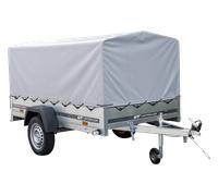 Einachsanhänger auf Federn 230x125 UNITRAILER GARDEN 230/R KIPP mit H-800-Rahmen und grauer Plane
