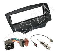 Einbauset : Autoradio 1-DIN Radioblende Radio Blende Halterung schwarz + ISO Radioanschlusskabel Radio Verlängerung Adapter + Fakra Antennenadapter für Ford Ka (RU8) ab 08/2008