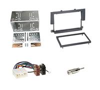 Einbauset: Autoradio Doppel 2-DIN Blende Radioblende 2-DIN Abdeckung schwarz + ISO KFZ Adapter + Antenne Stecker für Mitsubishi Colt CZ3 ab 2006-2009