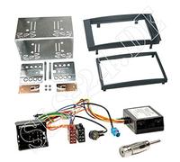Einbauset: Autoradio Doppel 2-DIN Blende Radioblende schwarz + Quadlock CAN-Bus Interface Fakra Antennenadapter für VW Volkswagen Touareg (7L) 01/03-10 T5 Multivan Caravelle Transporter bis 09/09