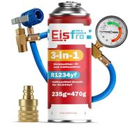 Eisfro - 3in1 R1234yf Klimaanlage Nachfüllset - 1 x 3in1 Gas mit Füllschlauch und YF Adapter - Auto Klimaanlage Nachfüllen - 235 g