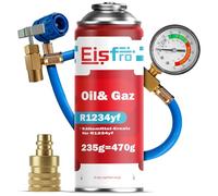 Eisfro - R1234yf Klimaanlage Nachfüllset mit 3in1 R1234yf Klimagas - 2 x 235 g - Auto Klimaanlage Nachfüllen - R1234yf Gas - ECO - mit AZ Adapter und Schlauch