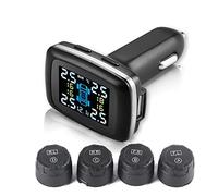 Ejoyous TPMS Reifendruckkontrollsystem, 433 MHz Reifendrucksensoren Auto Reifendruck Kontrollsystem mit 4 Externen Sensoren, Reifendruck Autoalarmsyste Echtzeit Druck und Temperatur