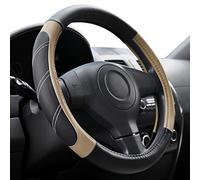 Elantrip Lenkradbezug, Leder, groß, universell passend für ca. 39 bis 40 cm, weicher Griff, atmungsaktiv für Pkw, LKW, SUV, rutschfest, Beige