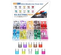 ELECTRAPICK 180 Stück Mini Sicherung Set, Auto Sicherungen Kfz, Mini Flachsicherungen Kfz für Automotive Boot LKW SUV, 2A 3A 5A 7,5A 10A 15A 20A 25A 30A 35A