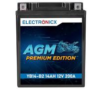 Electronicx YB14-B2 GEL Motorradbatterie 12V 14Ah 200A/EN - Wartungsfrei, Doppelte Lebensdauer, Hohe Startleistung - Perfekt für Motorräder mit hohem Energiebedarf