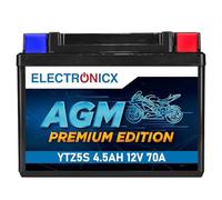 Electronicx AGM Premium YTZ5S - 12V 4,5Ah 70A - wartungsfreie und versiegelte Motorradbatterie, auslaufsicher, vibrationsfest, sofort einsatzbereit - geeignet für Roller, Quad, Motorrad und Powersport