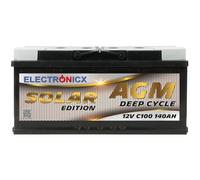 Electronicx AGM Versorgungsbatterie 12V 140Ah Solar Batterie 140 Ah C100 Deep Cycle Wohnmobil Batterie PV Speicher wartungsfrei 12 Volt, Solarboot, Yacht, Camping- Stromspeicher Akku
