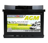 Electronicx AGM Versorgungsbatterie 12V 80Ah / 80 Ah Caravan Deep Cycle Batterie wartungsfrei versiegelt Pluspol rechts - Solar Boot Wohnmobil Wohnwagen Batterie 242×175×190mm zyklenfest Freizeitakku